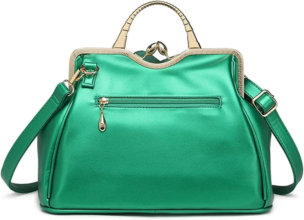 Genuine Leather Handbags Women 3D Floral Tote Bags Kiss Lock Purse Top Handle Handbag Evening Bag Shoulder Bag Satchel