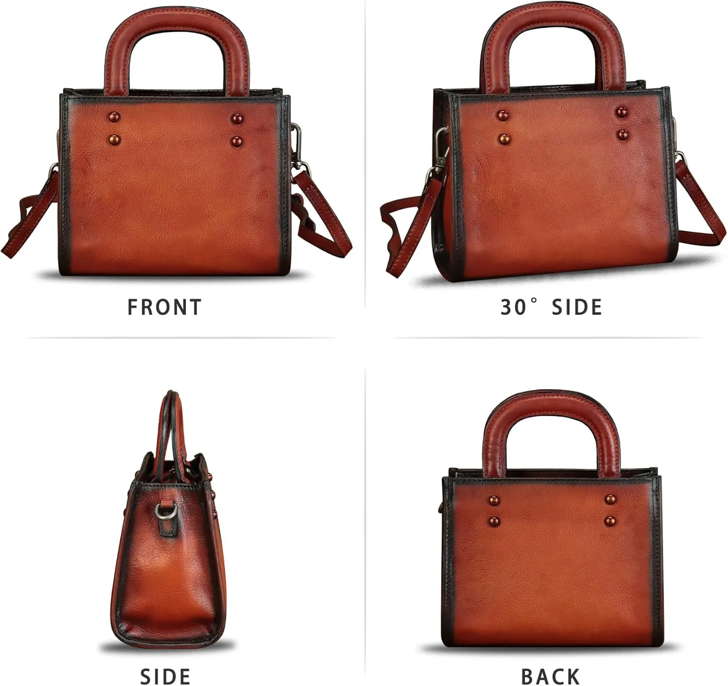 Genuine Leather Small Crossbody Bag for Women Vintage Real Leather Shoulder Bag Handbag Satchel Purse Phone Bag with Strap
