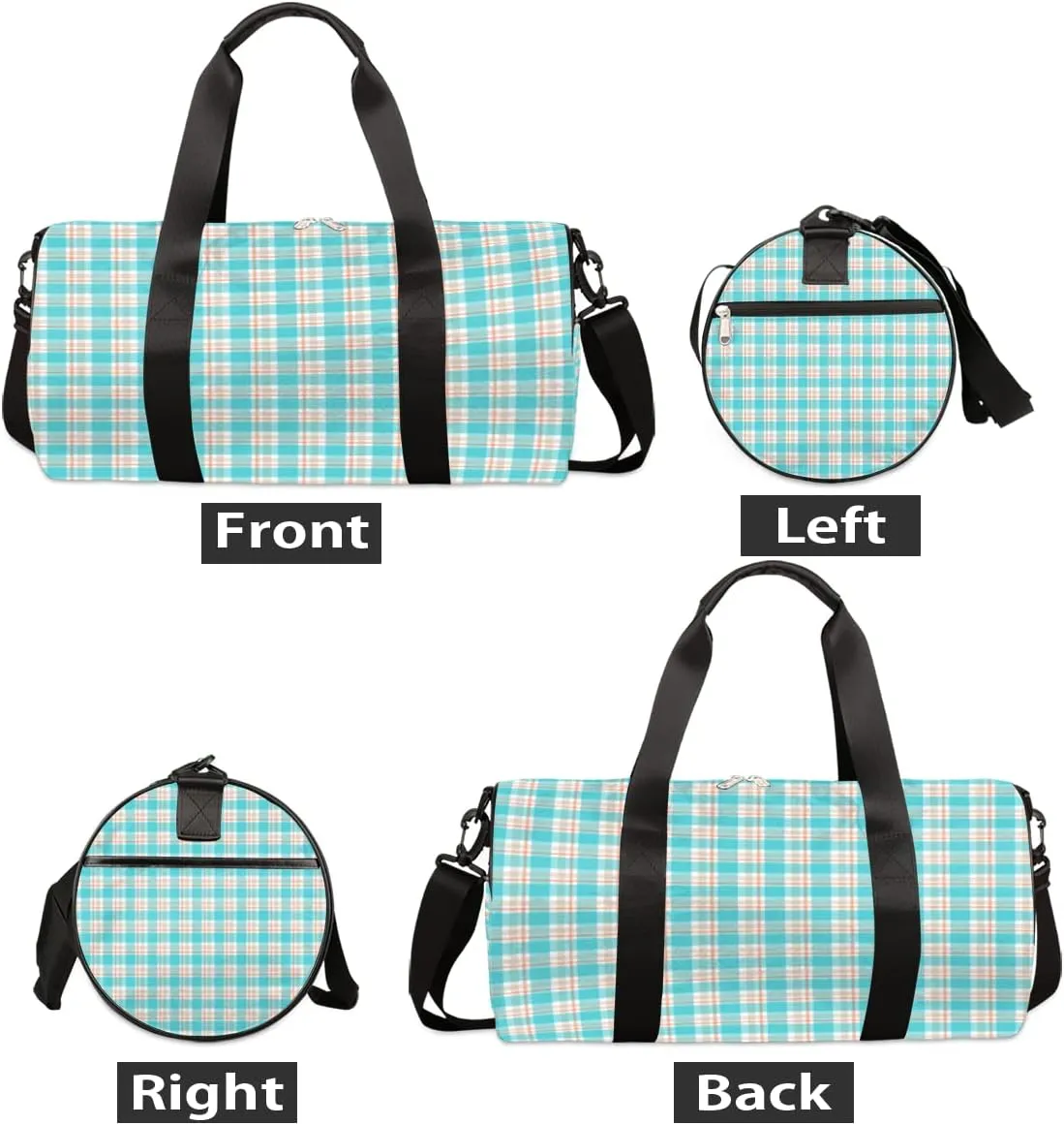 Geometric Plaid Gym Bag Small Gym Duffel Bags for Men Women Gingham Tartan Overnight Weekender Bag Lightweight Sport Duffle Bag Carry On Gymbag