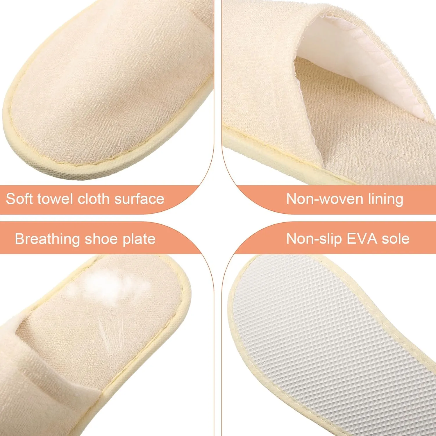 Geyoga 12 Pair Disposable House Slippers for Guests Non Slip Disposable Slippers for Spa Travel Hotel Shoeless Home Bride Bathroom Bedroom