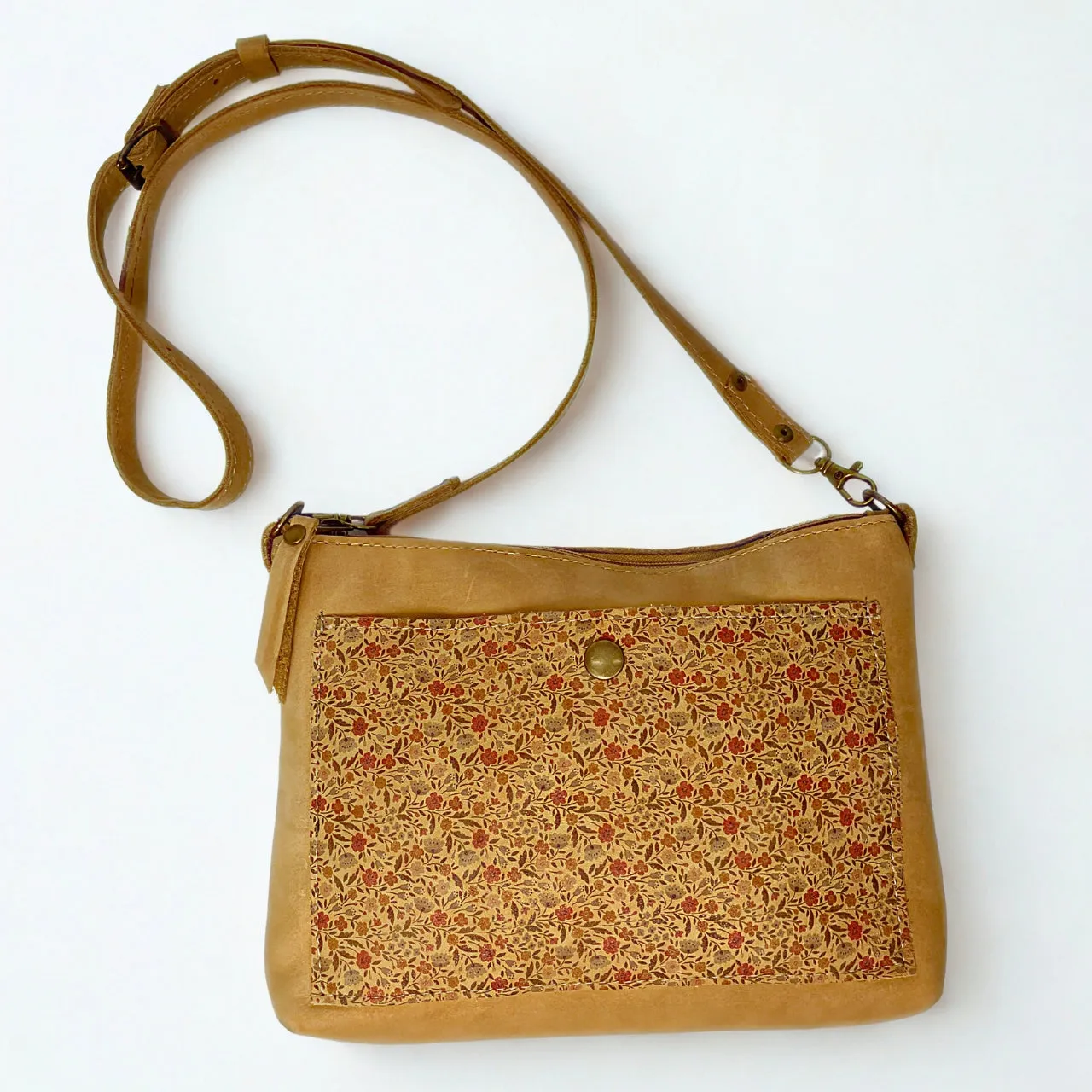 Gia TED mini floral bisc pocket tan bag