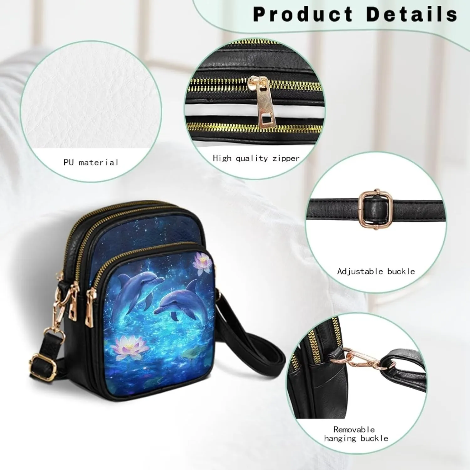 GIFTPUZZ Cross Body Bag for Women Soft Leather Wallet Phone Bag with Multi Pockets 6.74 * 3.08 * 8.46 inches