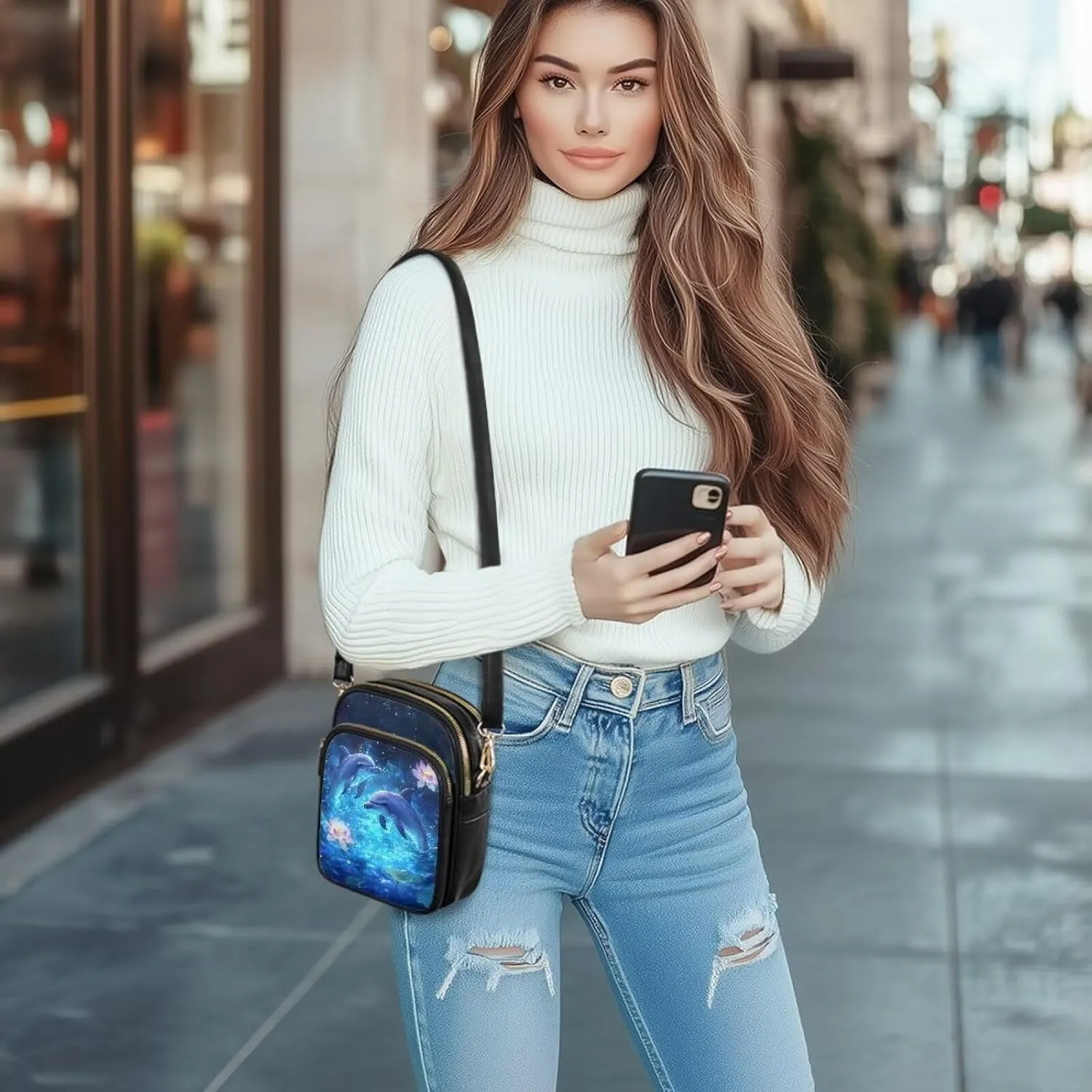 GIFTPUZZ Cross Body Bag for Women Soft Leather Wallet Phone Bag with Multi Pockets 6.74 * 3.08 * 8.46 inches