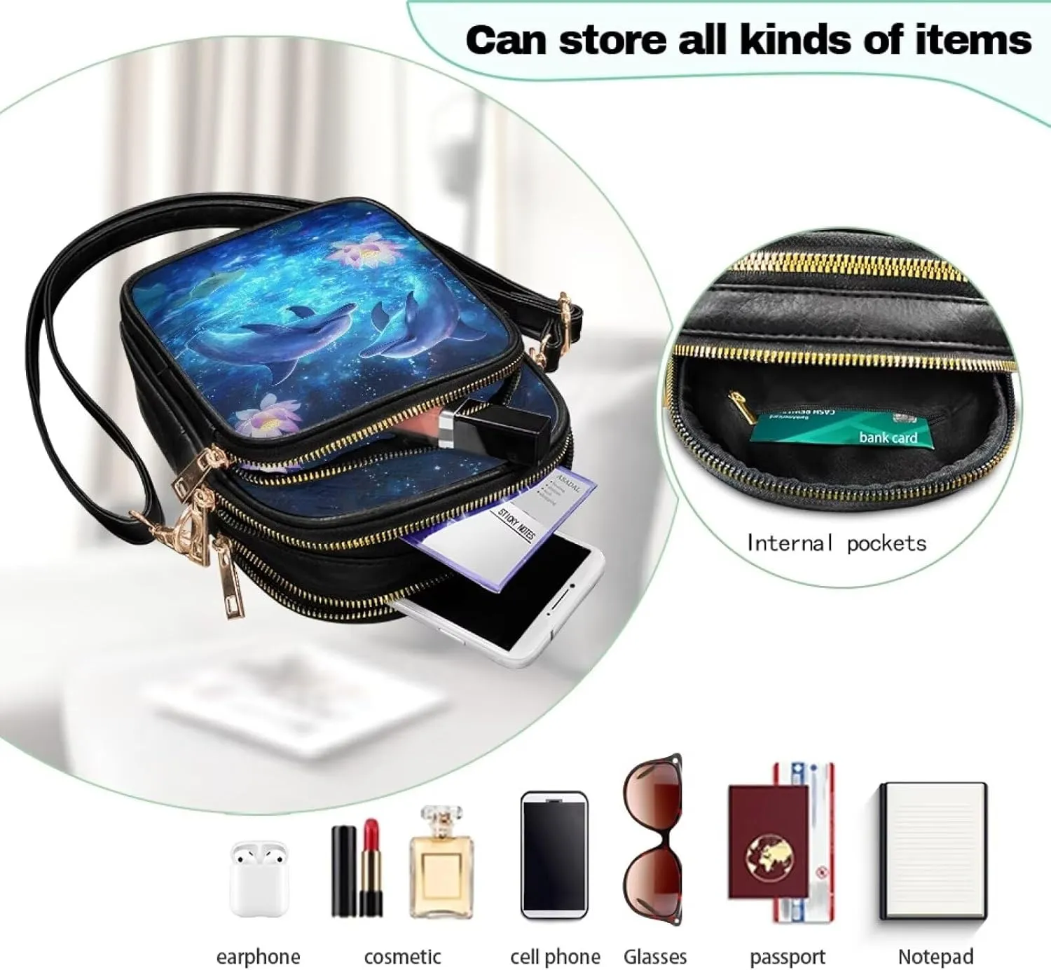 GIFTPUZZ Cross Body Bag for Women Soft Leather Wallet Phone Bag with Multi Pockets 6.74 * 3.08 * 8.46 inches