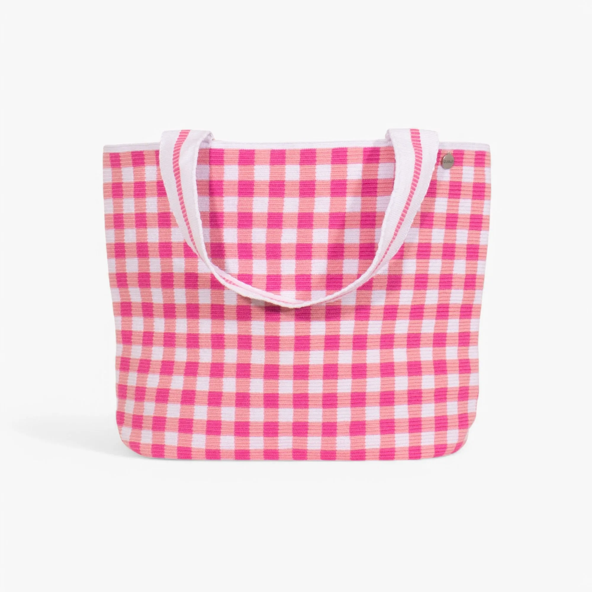 Gingham oval tote | Bubblegum