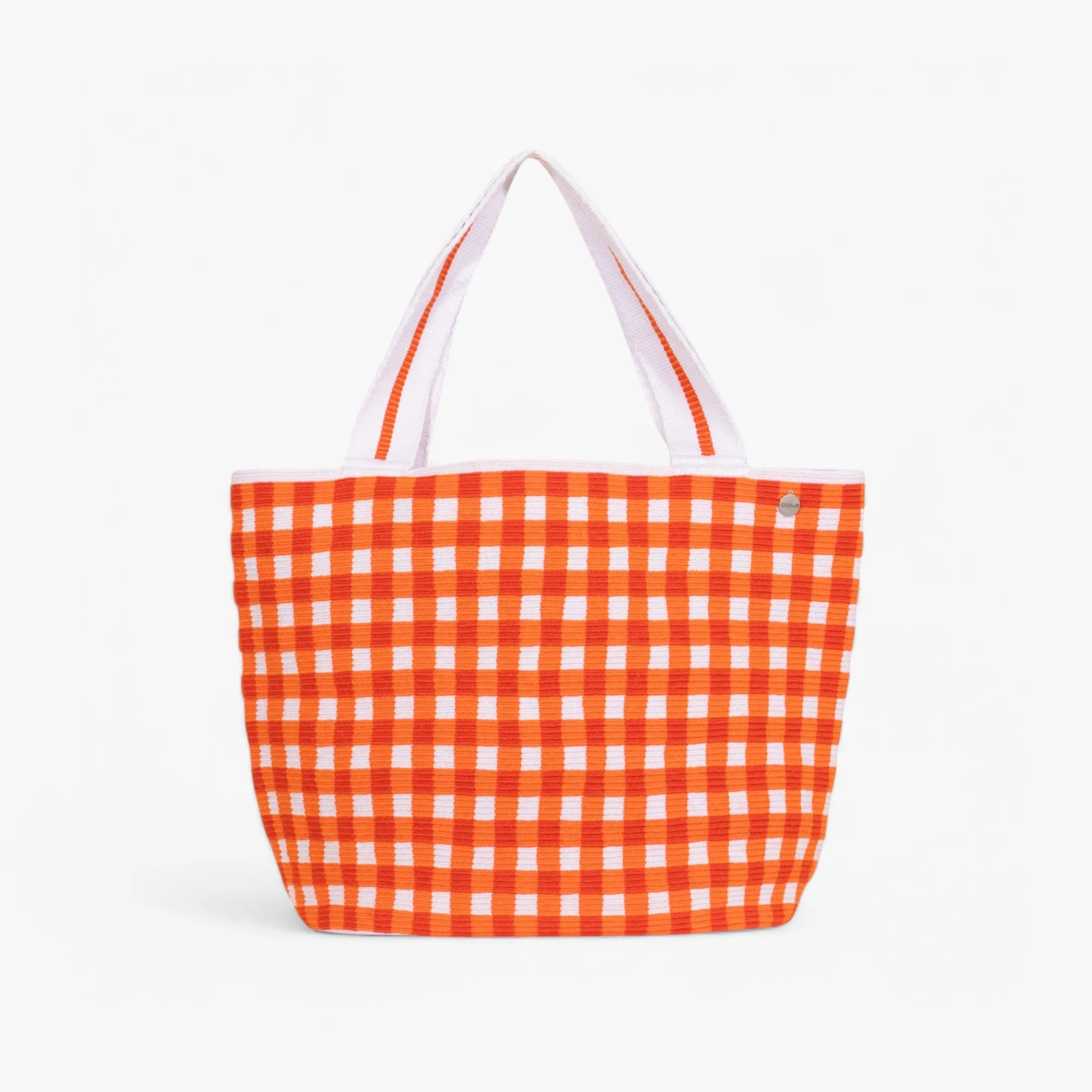 Gingham oval tote | Tangerine