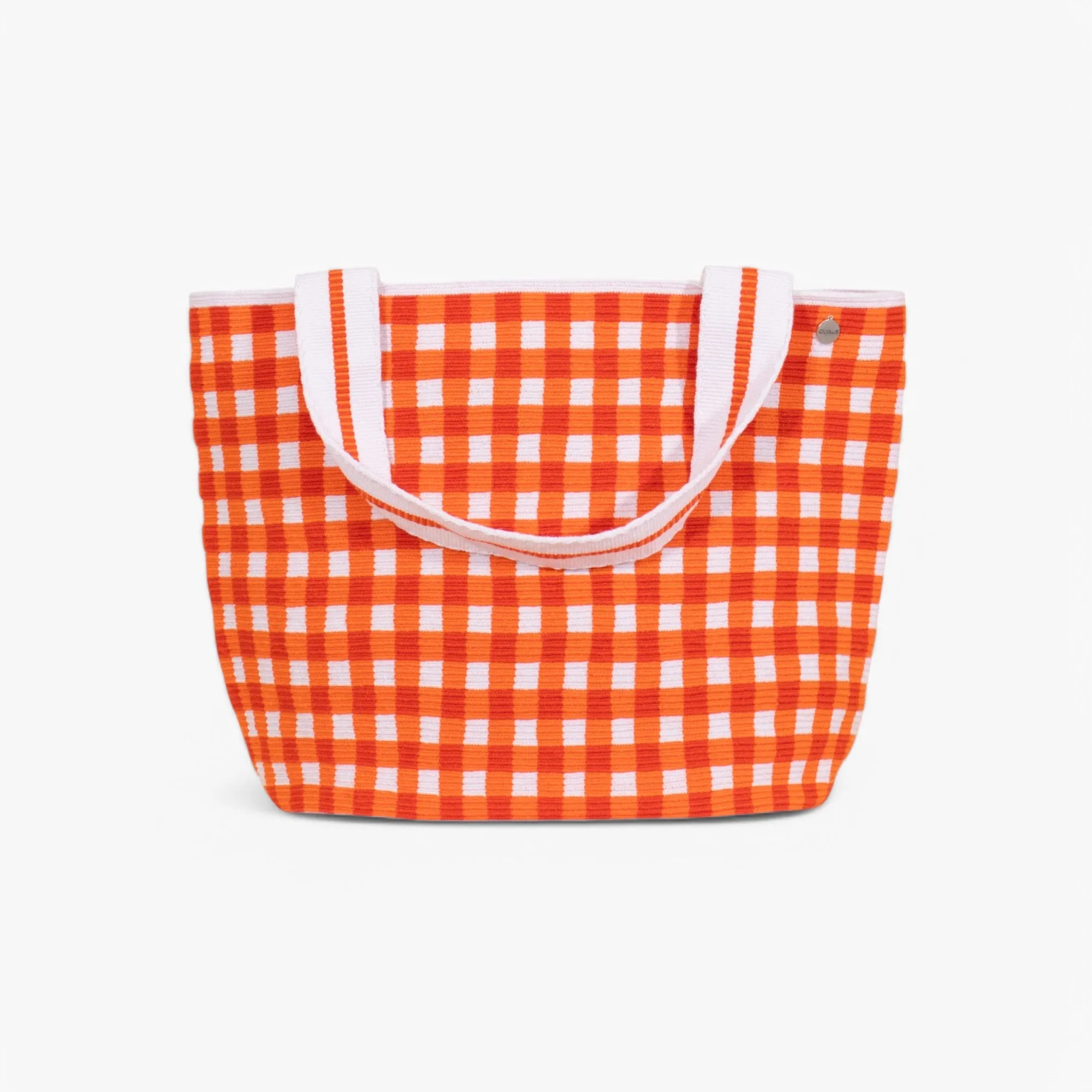 Gingham oval tote | Tangerine