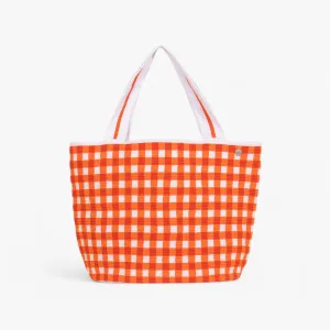Gingham oval tote | Tangerine