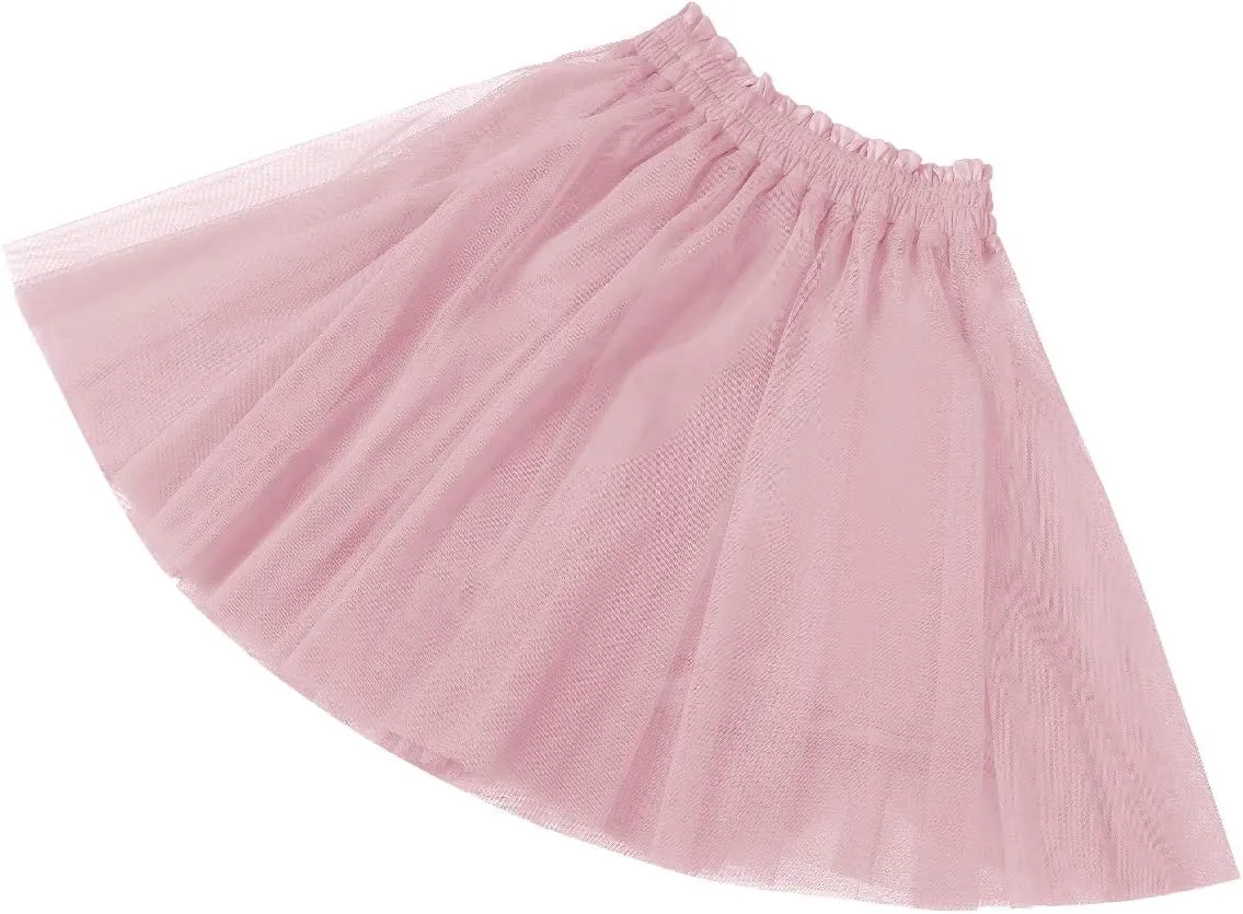 Girstunm Women's Elastic Waist Dancing Dress Princess Mesh Tulle Above Knee Skirts