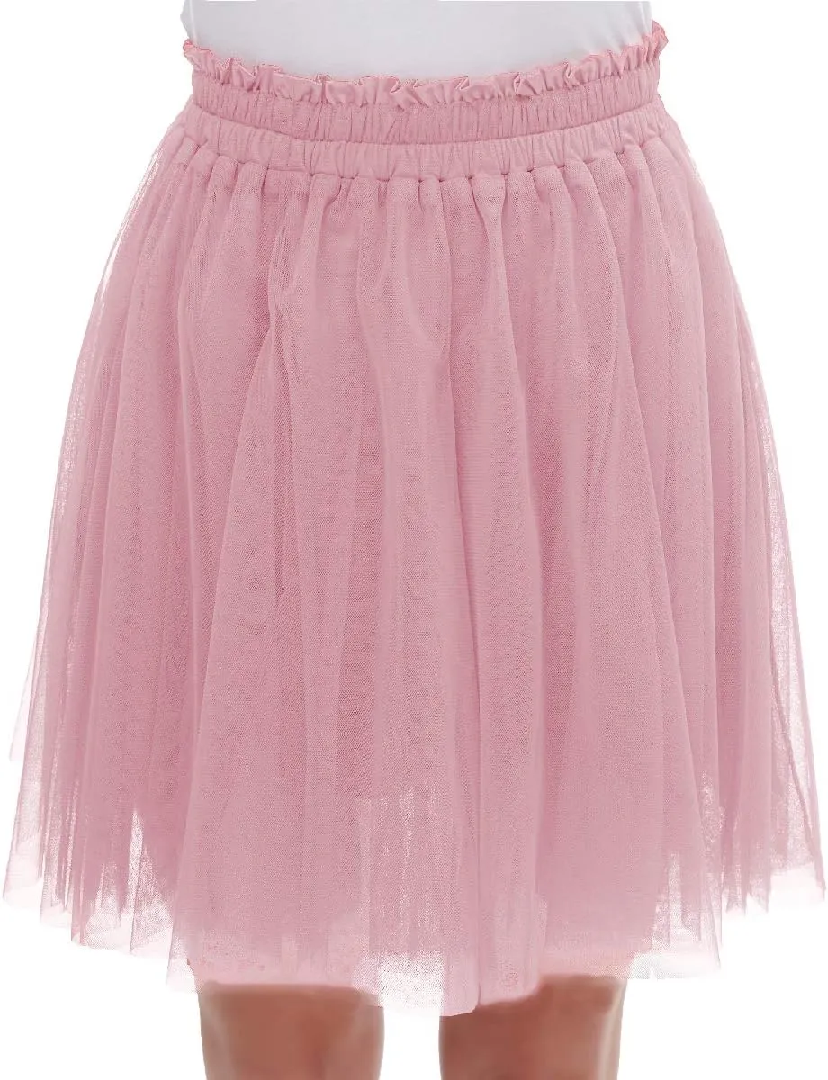 Girstunm Women's Elastic Waist Dancing Dress Princess Mesh Tulle Above Knee Skirts
