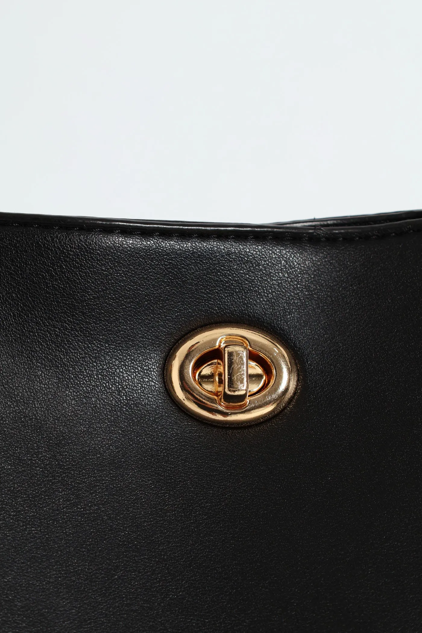 Gold Clasp Large Shopper - Black