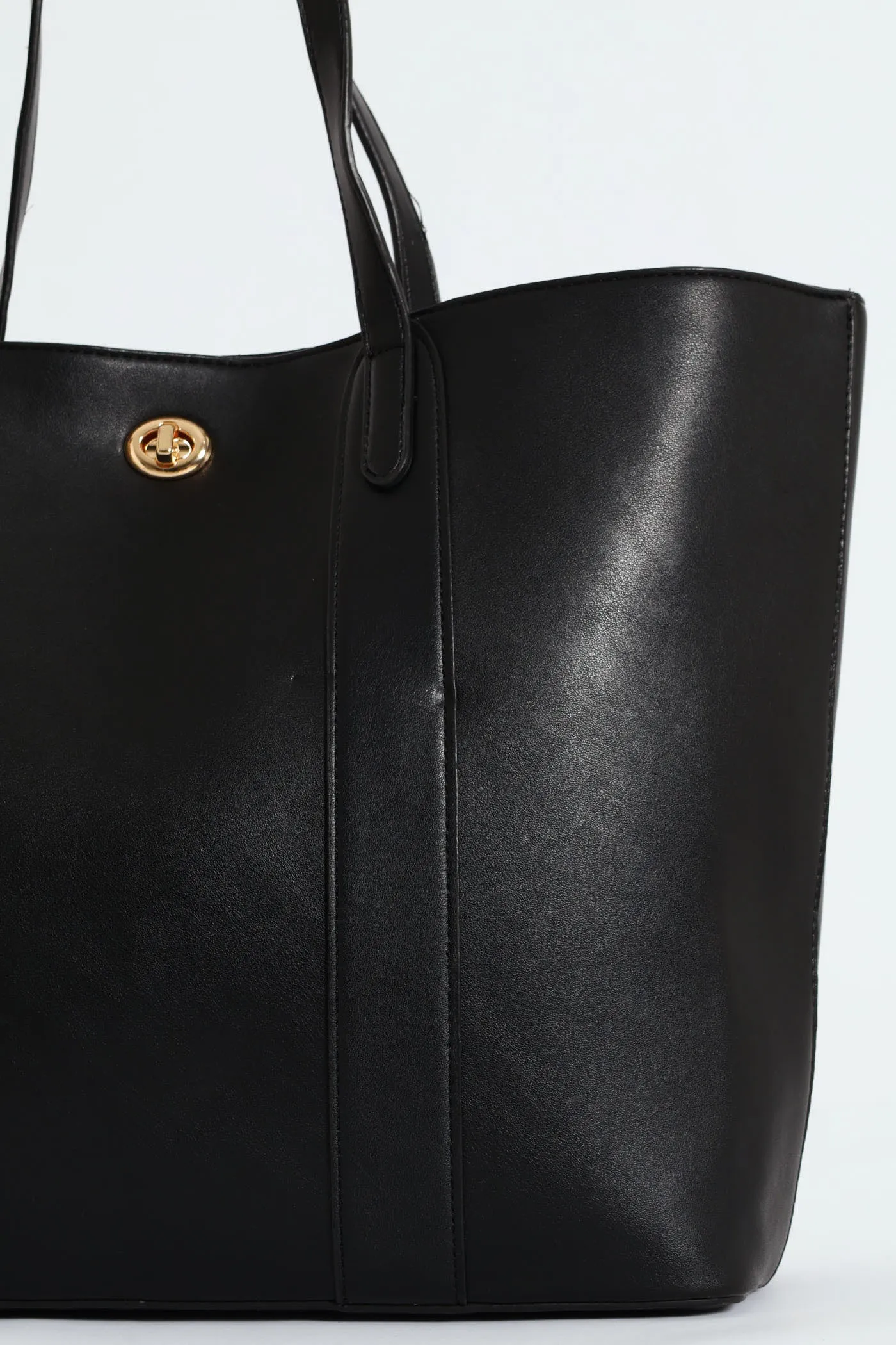 Gold Clasp Large Shopper - Black