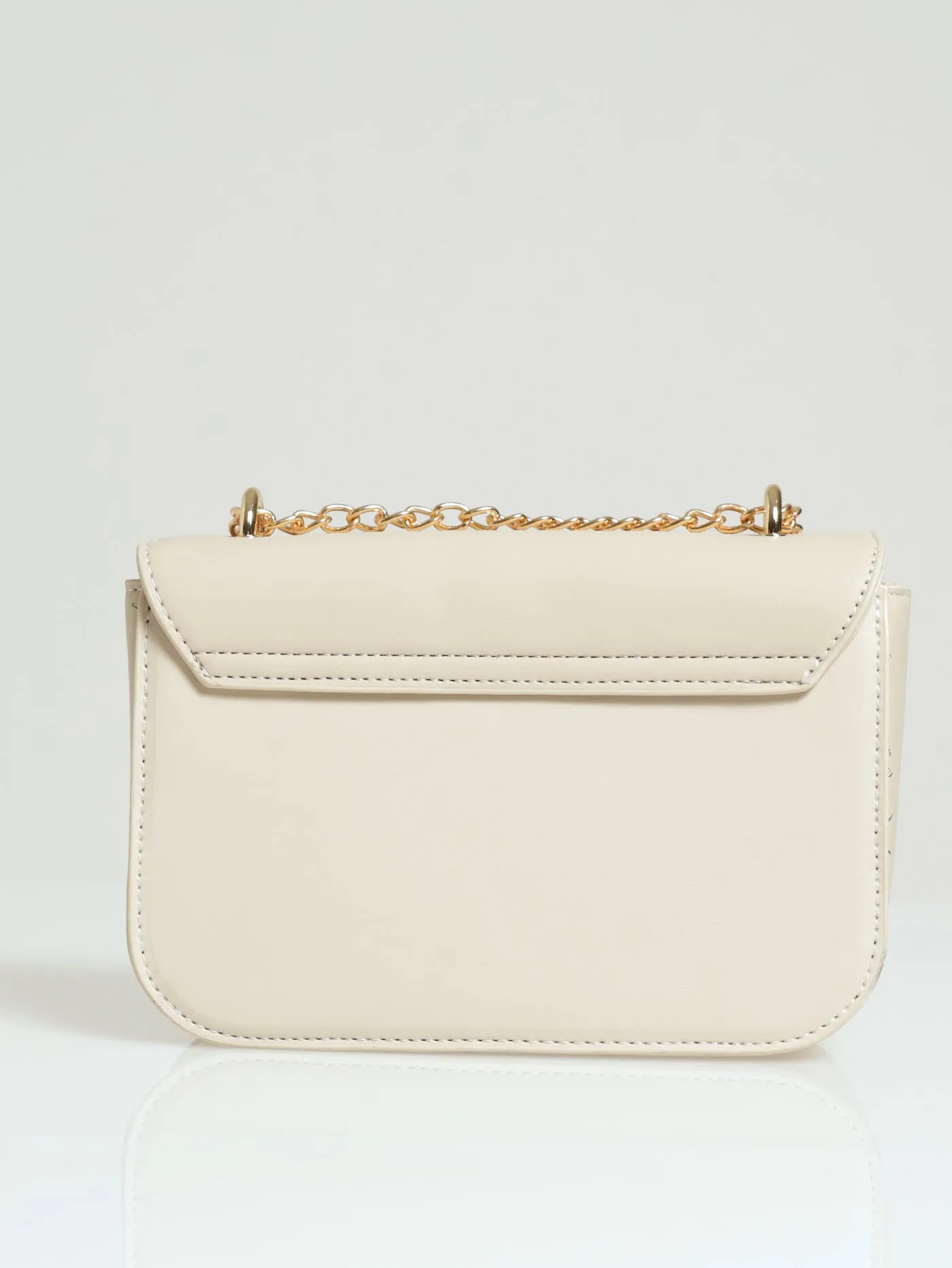 Gold Clasp Satchel - Cream