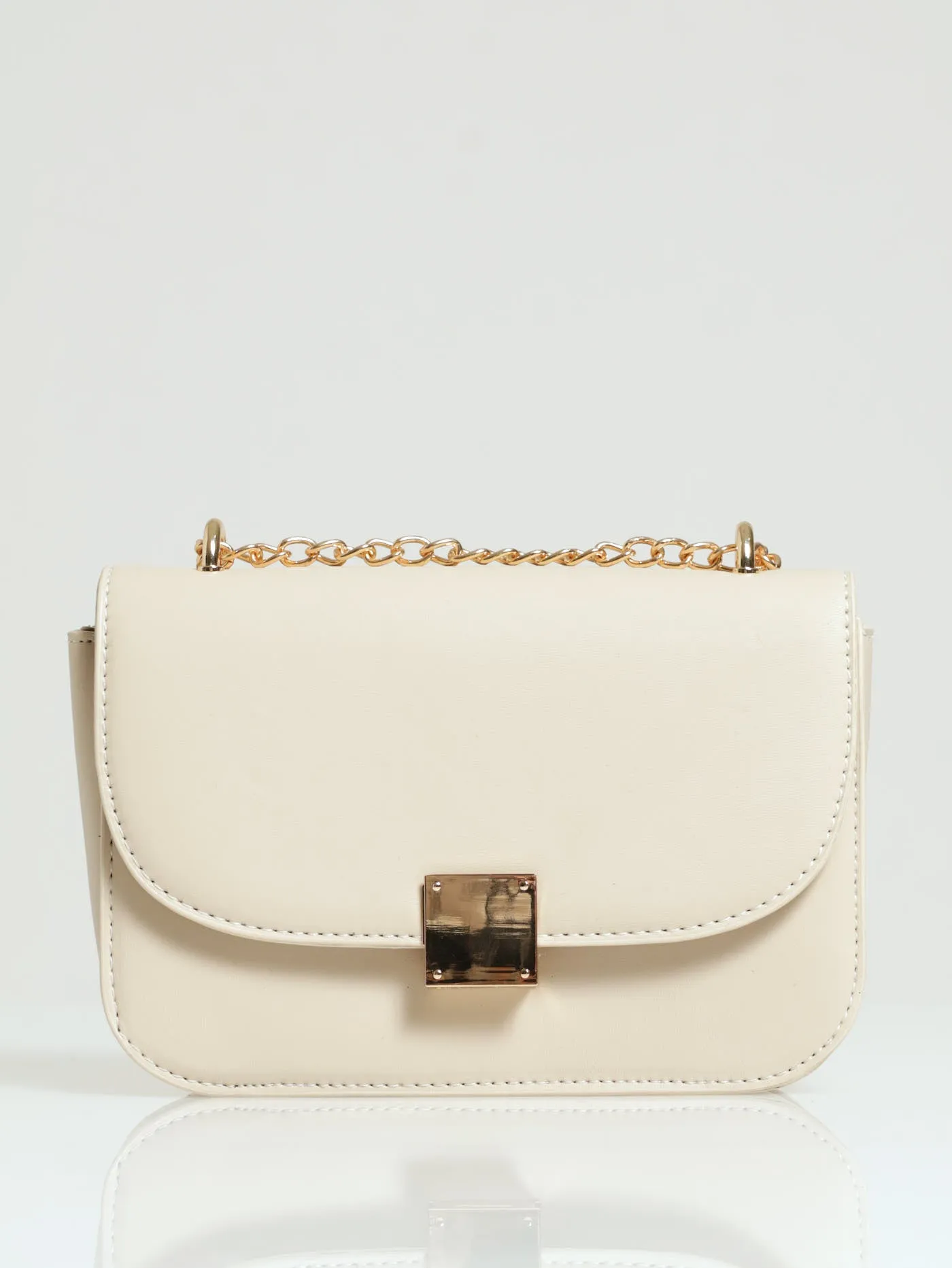 Gold Clasp Satchel - Cream