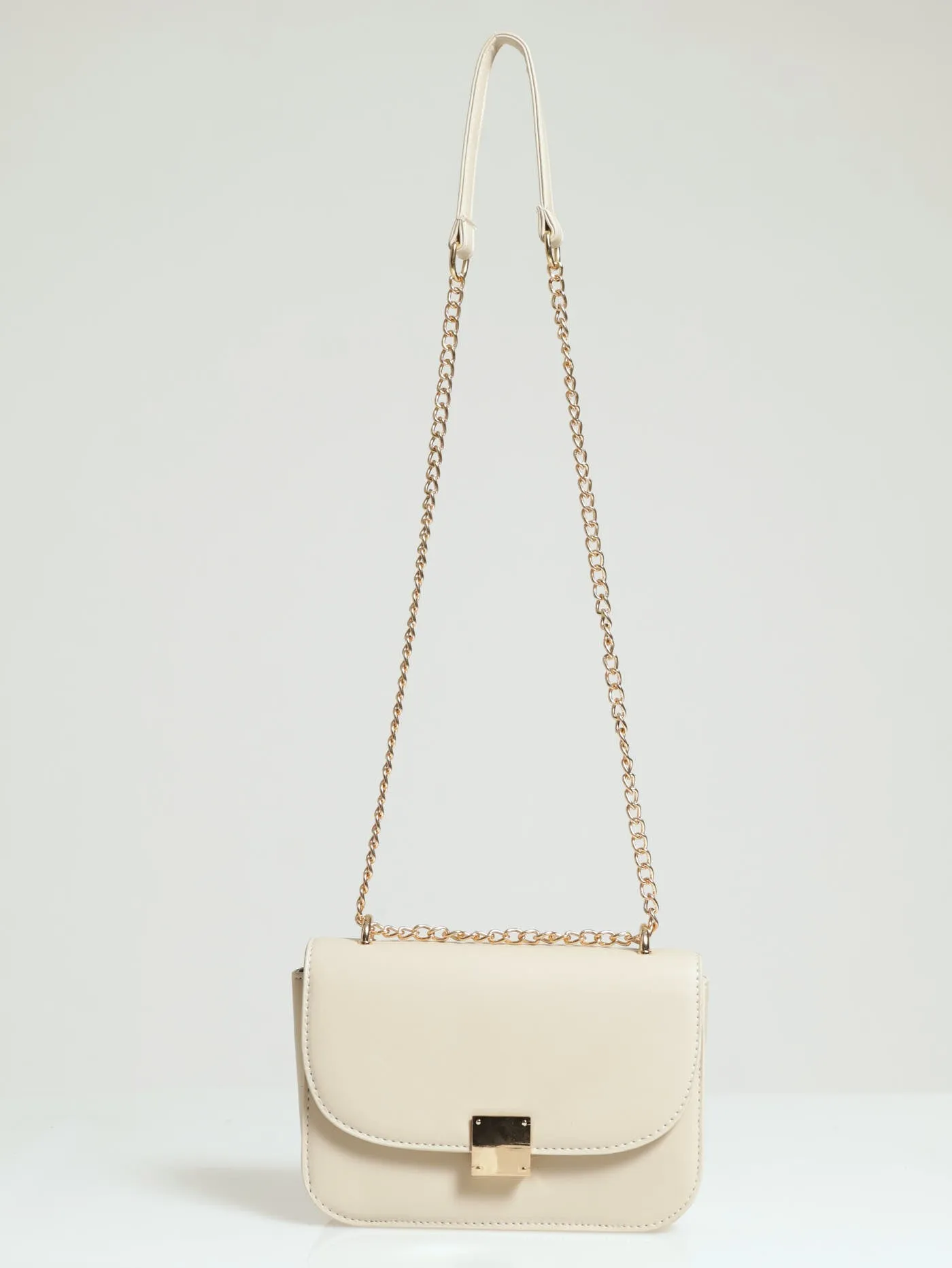 Gold Clasp Satchel - Cream