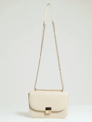 Gold Clasp Satchel - Cream
