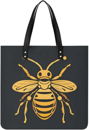 Golden Bee Insect Pattern Tote Bag Durable Water-Resistant Handbags Lightweight Tote for Travel Work Book