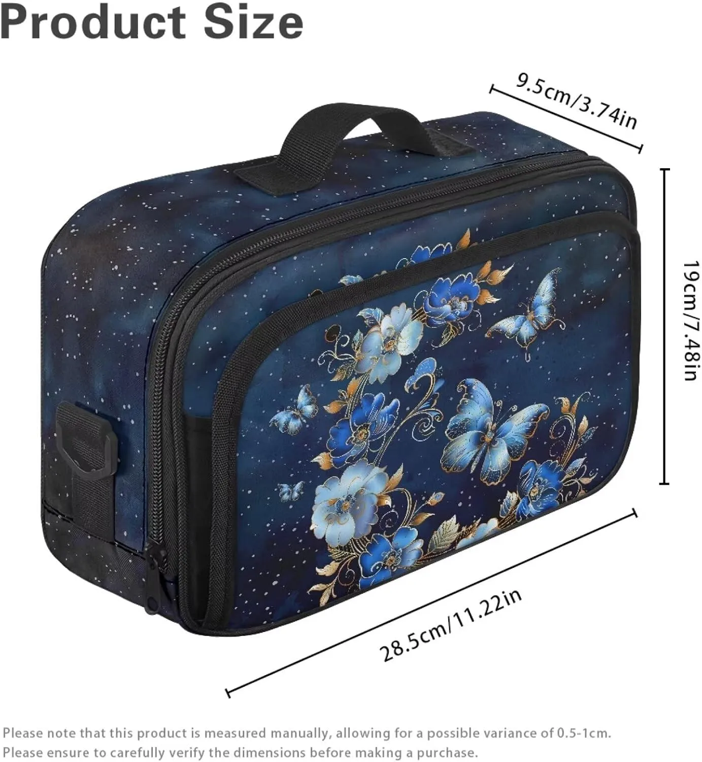 Gomyblomy Butterfly Flowers Stroller Caddy Organizer Blue Baby Stroller Bags Storage Attachment with Non Slip Scure Hooks Universal Stroller Accessories Gifts for New Moms