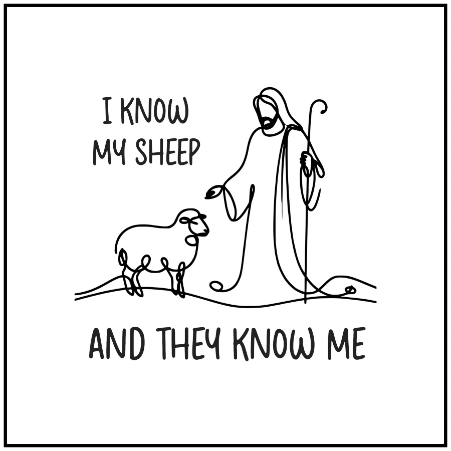 Good Shepherd Line Art Scripture Verse 6 inch Mini Fabric 4 Panel set