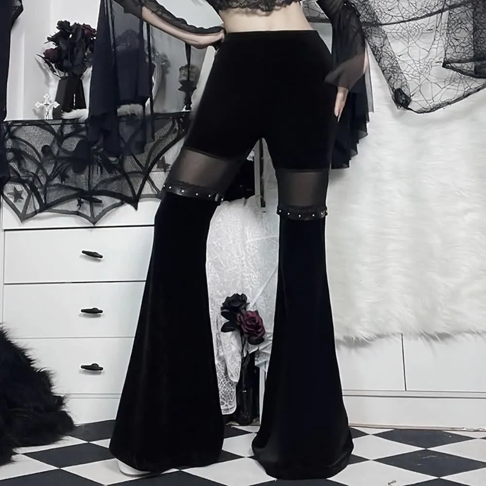 Gothic High Waist Velvet Flare Pants