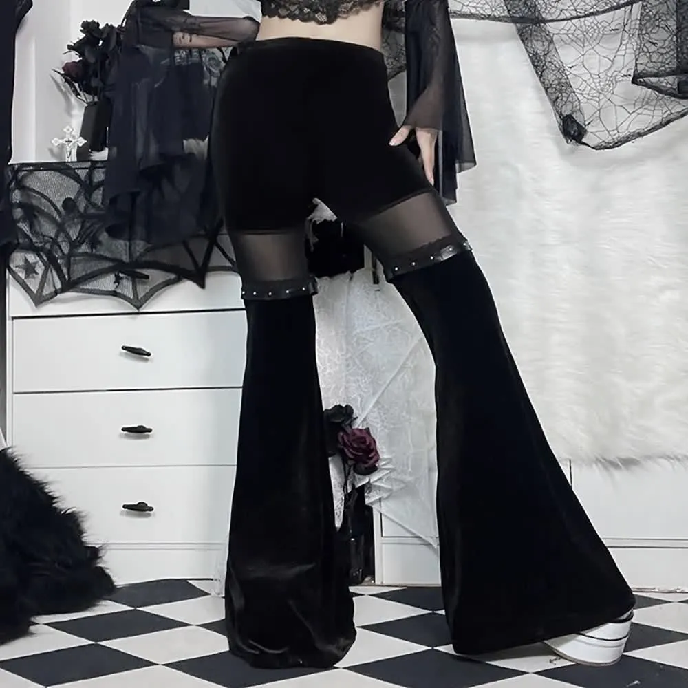 Gothic High Waist Velvet Flare Pants