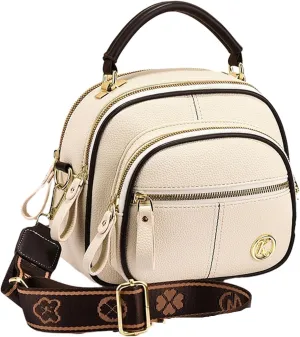 Gpmsign Leather Bag, Multifunctional Compartment Adjustable Wide Shoulder Strap Leather Bag