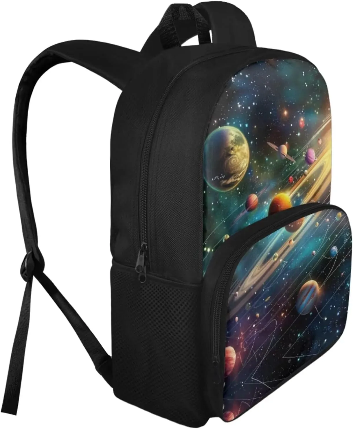 Gradient 4 Piece Backpack Set for Girl Galaxy Print Portable Kids Backpack for Girls Age 6-8 Waterproof Oil Proof Meal Prep Bags for Middle School Secondary Schools