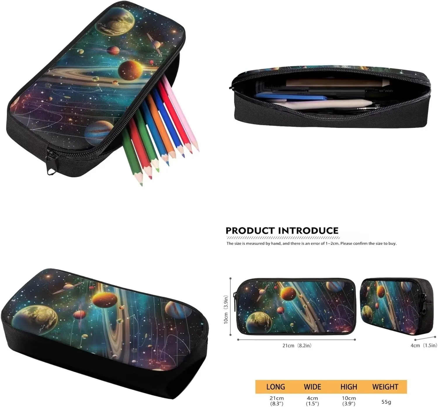 Gradient 4 Piece Backpack Set for Girl Galaxy Print Portable Kids Backpack for Girls Age 6-8 Waterproof Oil Proof Meal Prep Bags for Middle School Secondary Schools