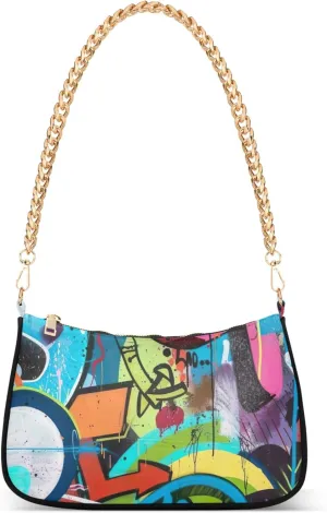 Graffiti Painting Abstract Chain Purse Hobo Clutch Bag Women's Designer Inspire Handbags Shoulder Strap