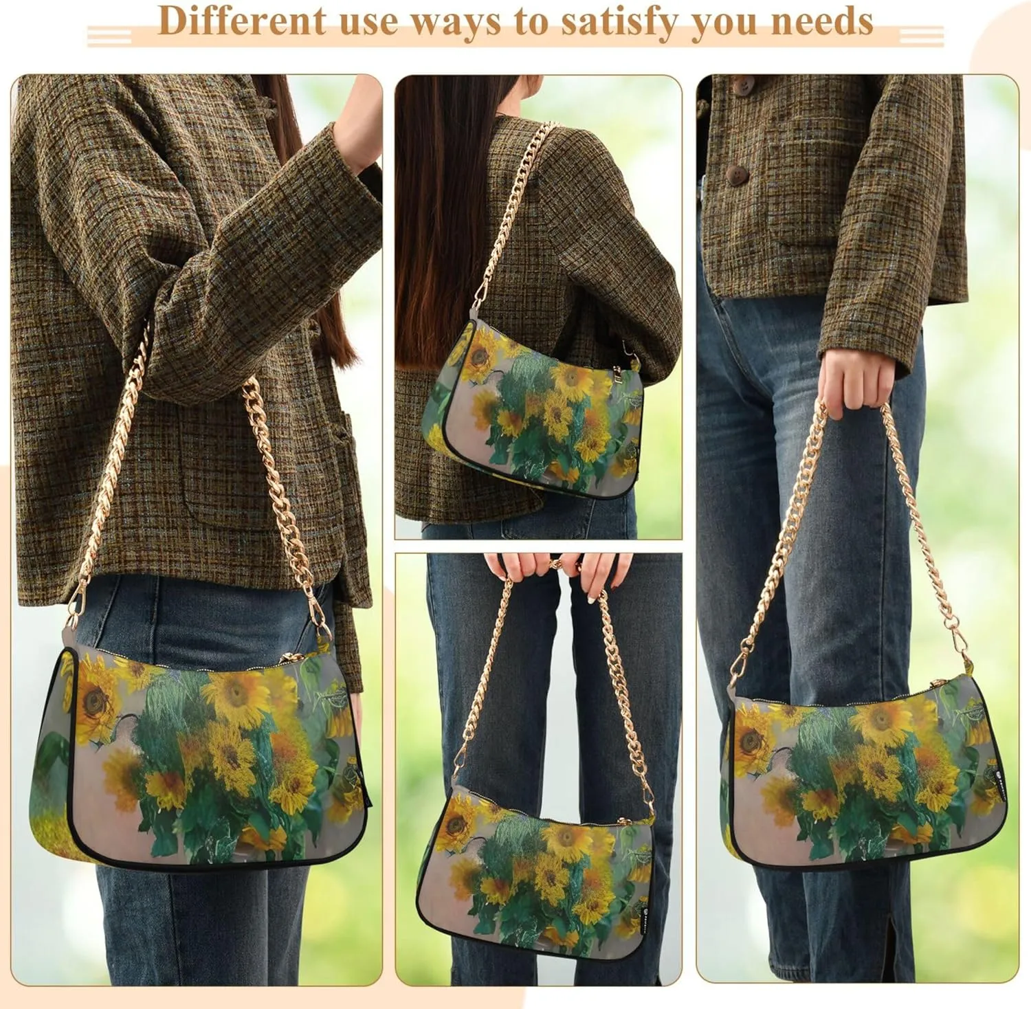 Graffiti Painting Abstract Chain Purse Hobo Clutch Bag Women's Designer Inspire Handbags Shoulder Strap