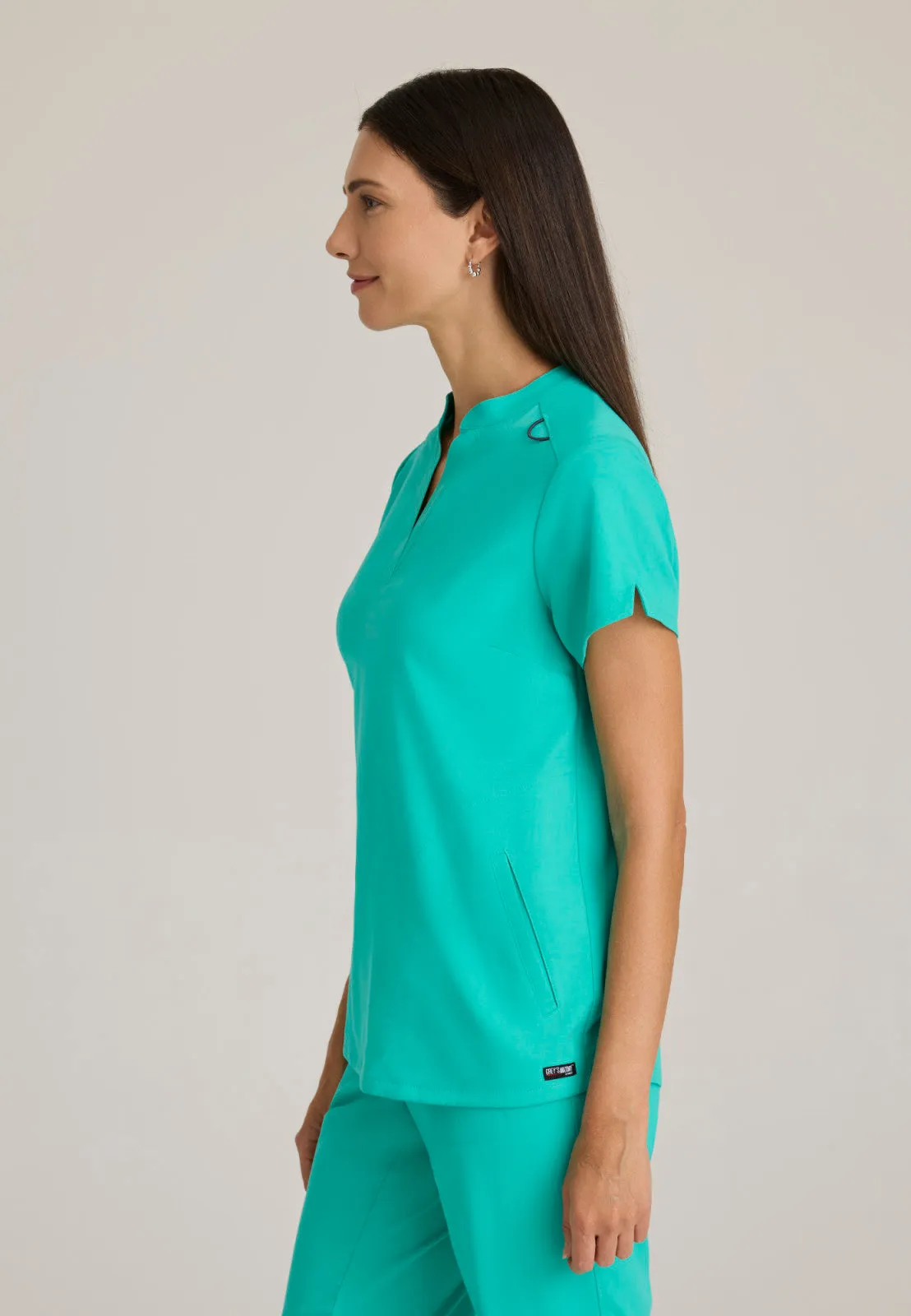 Greys Anatomy Stretch GRST230 Avery Scrub Top Alpine Aqua