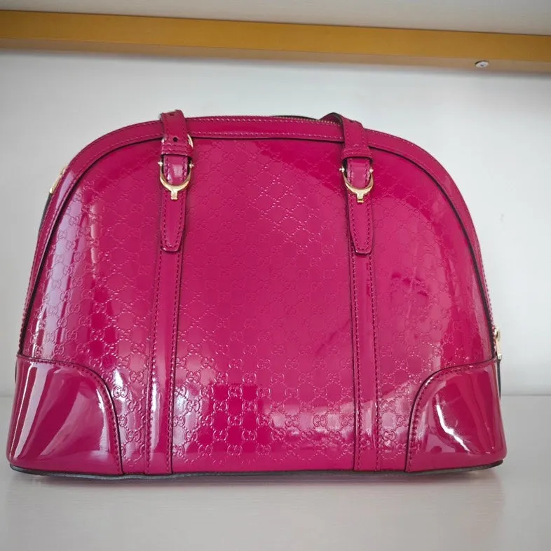 Gucci Sukey Pink Patent Leather Satchel Bag