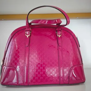 Gucci Sukey Pink Patent Leather Satchel Bag