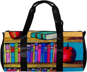 Gym Bags for Men,Travel Duffel Bags for Women,Cartoon Book Shelf,Workout Bag
