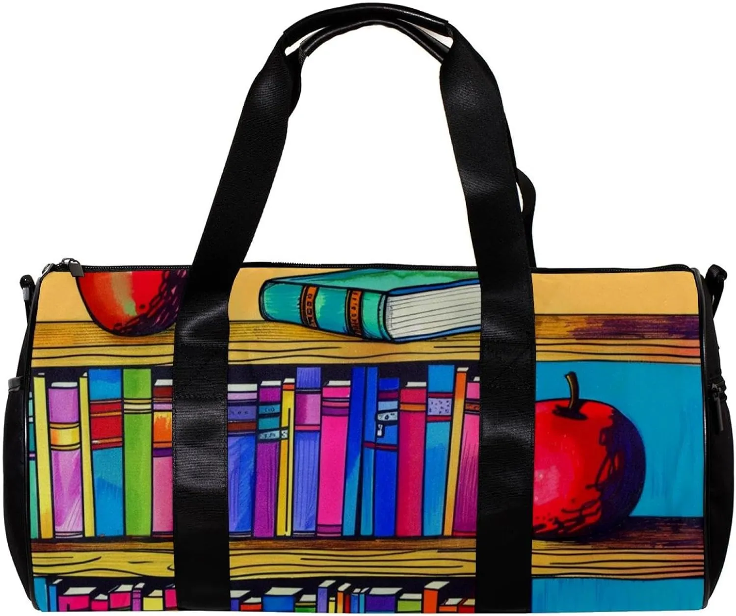 Gym Bags for Men,Travel Duffel Bags for Women,Cartoon Book Shelf,Workout Bag