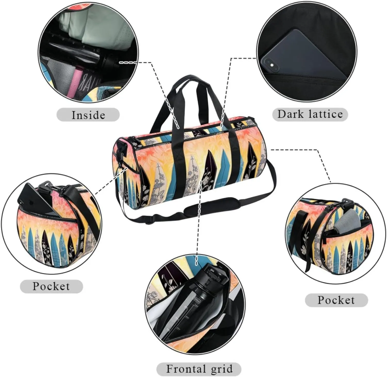 Gym Bags for Women,Duffle Bag for Travel,Floral Tropical Palm Tree,Gym Bag for Men