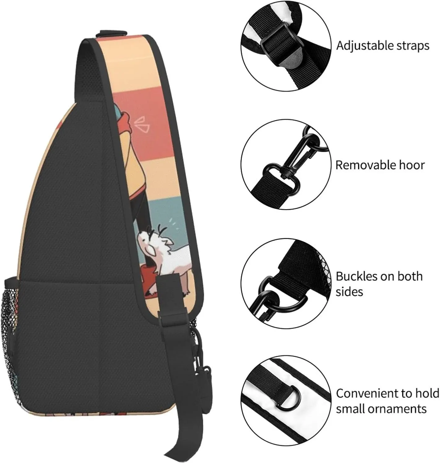 H-ilda Crossbody Chest Bag, Crossbody Convertible Shoulder Bag With Front Pocket, Single Shoulder Chest Bag Black