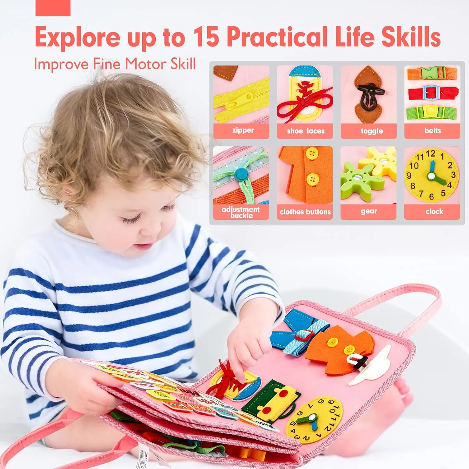 hahaland Busy Board - Montessori Toys for 2 Year Old Girl Birthday Gift, Preschool Learning Toy for 2 Year Olds, Educational Toddler Girls Car Airplane Travel Toys for Ages 2-4 One Two Year Old Gifts