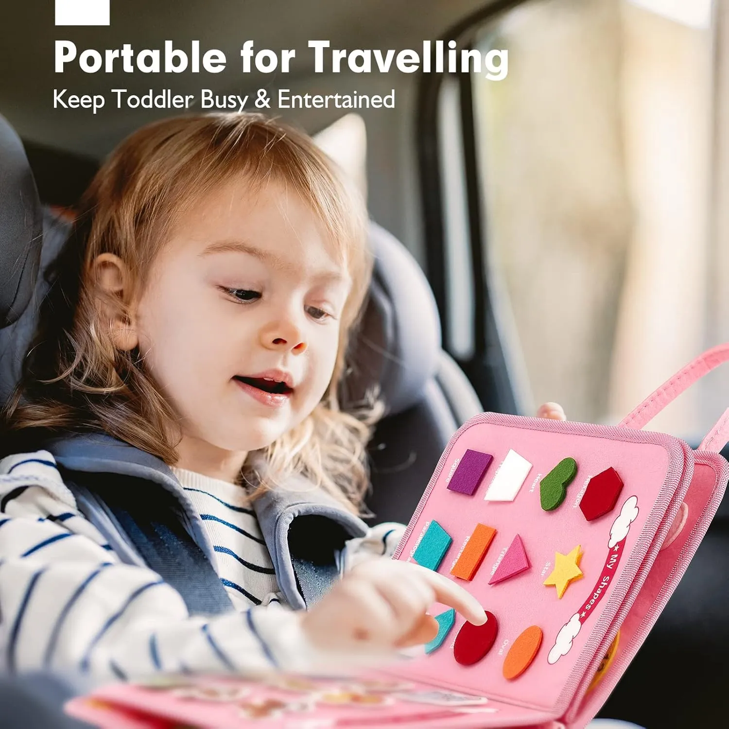 hahaland Busy Board - Montessori Toys for 2 Year Old Girl Birthday Gift, Preschool Learning Toy for 2 Year Olds, Educational Toddler Girls Car Airplane Travel Toys for Ages 2-4 One Two Year Old Gifts