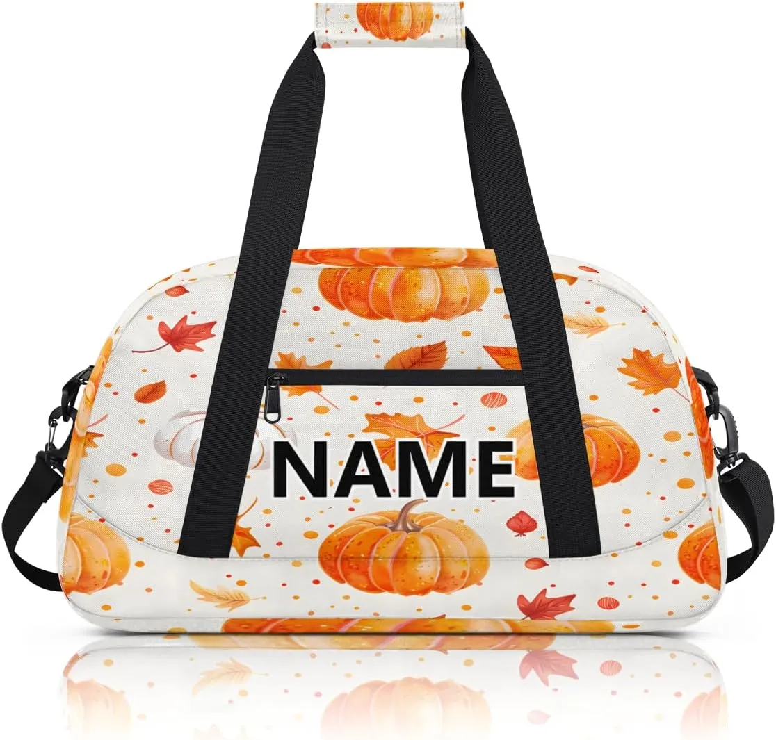 Halloween Mini Gym Bag 18 inch for Women Men Waterproof Custom Pumpkins Travel Duffel Bag Carry On Overnight Tote Nurse Bag for Work Fitness Hiking