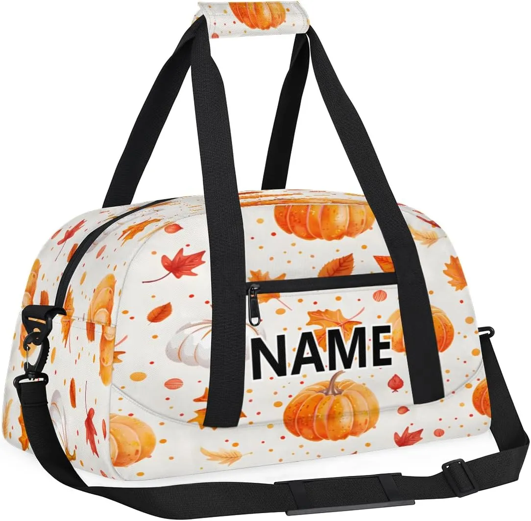 Halloween Mini Gym Bag 18 inch for Women Men Waterproof Custom Pumpkins Travel Duffel Bag Carry On Overnight Tote Nurse Bag for Work Fitness Hiking