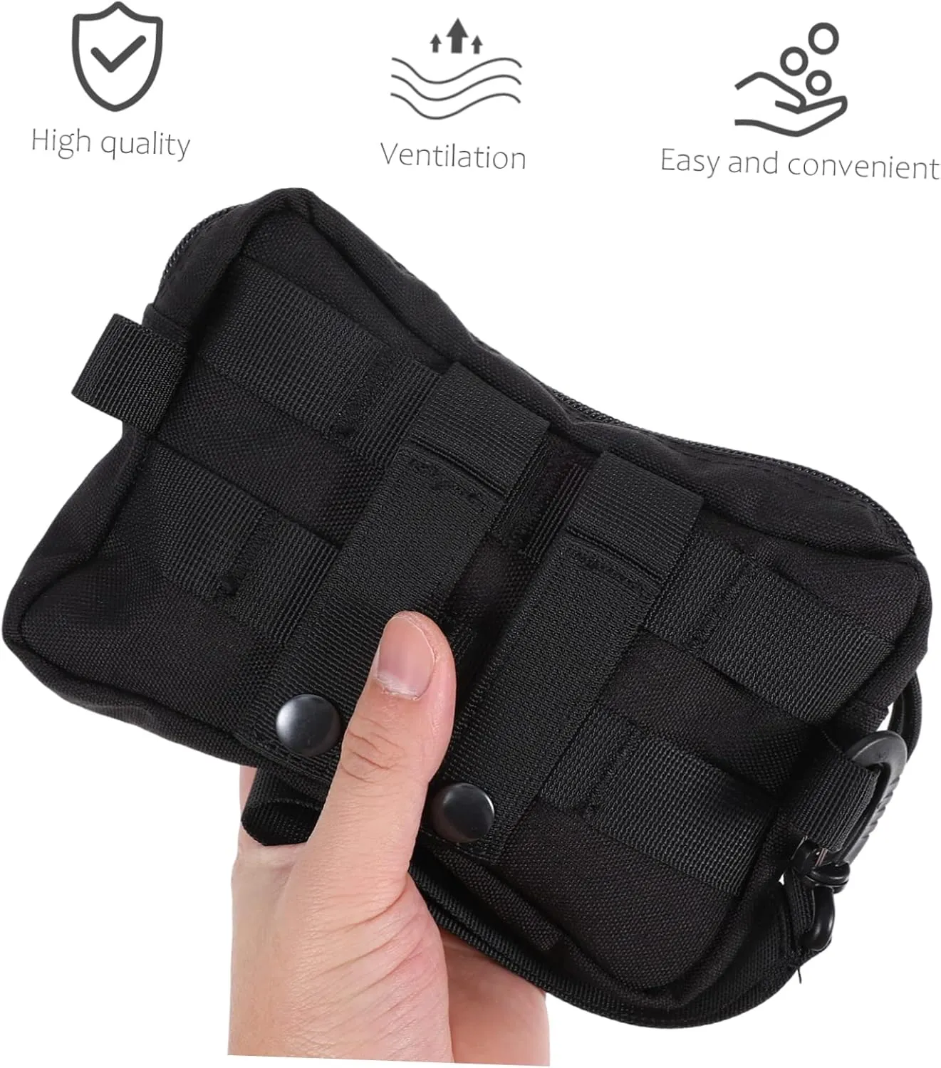 HANABASS Small Pouch Multi Functional Outdoor High-capacity Waist Bag for Earphones Black Mesh Organization