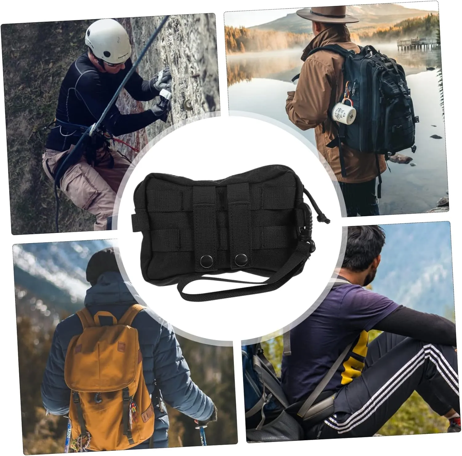 HANABASS Small Pouch Multi Functional Outdoor High-capacity Waist Bag for Earphones Black Mesh Organization