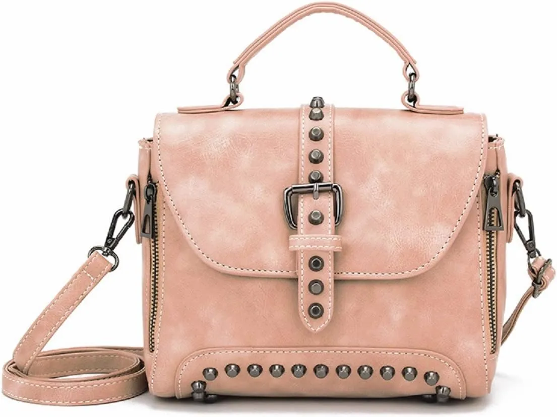 Handbag and Purse for Women PU Leather Crossbody Bag Rivets Satchel Fashion Shoulder Bag Top-Handle Tote