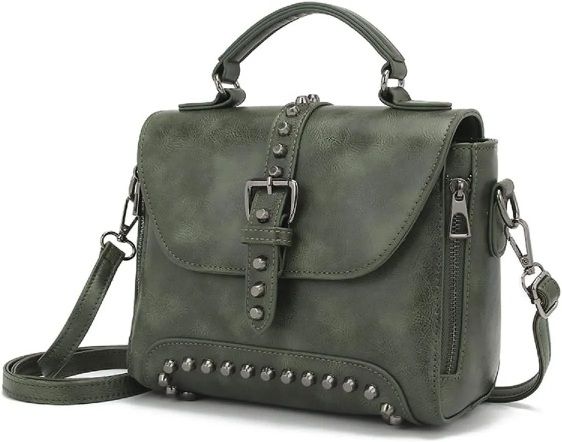 Handbag and Purse for Women PU Leather Crossbody Bag Rivets Satchel Fashion Shoulder Bag Top-Handle Tote