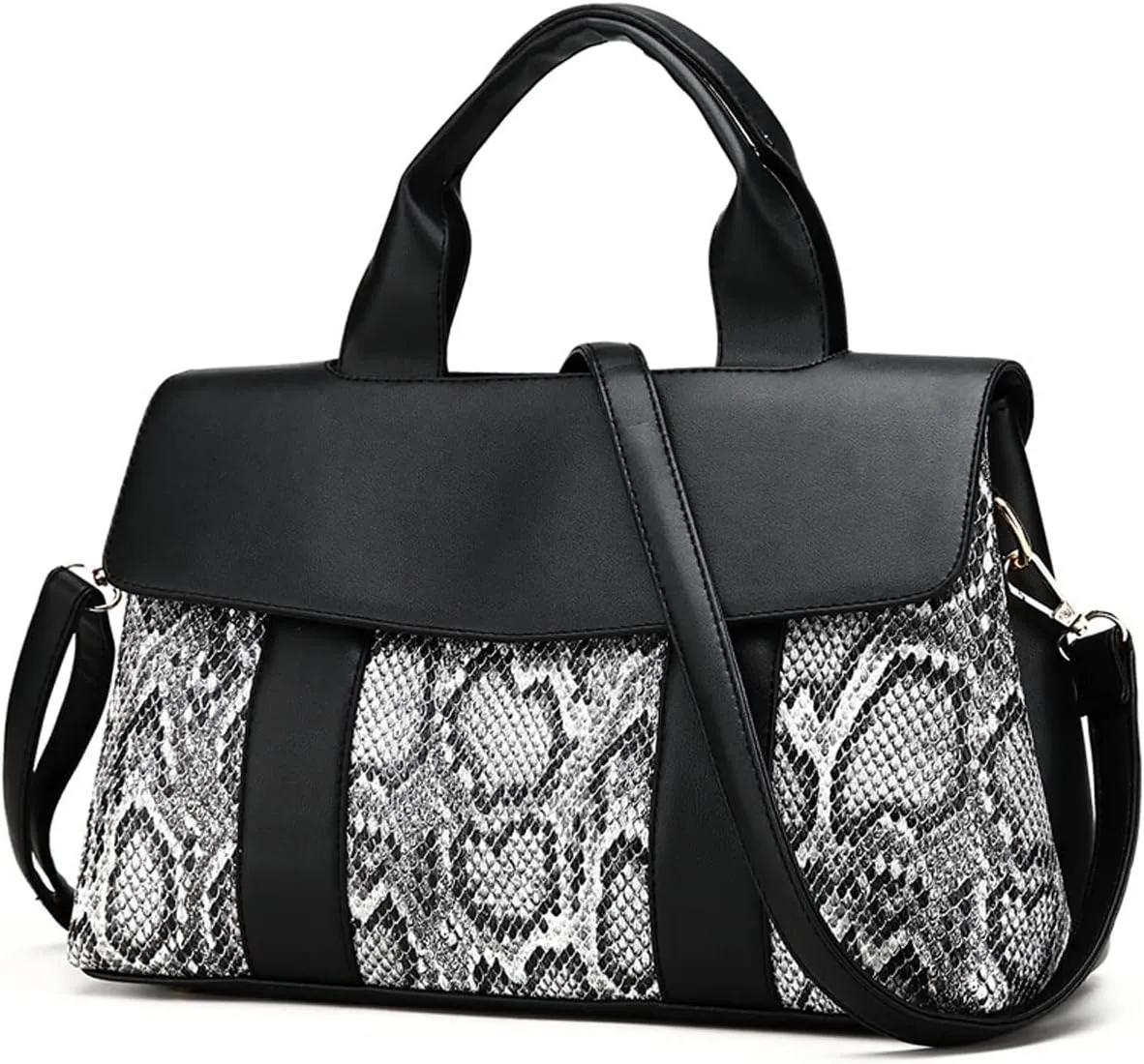 Handbag and Purse for Women Serpentine Shoulder Bag PU Leather Top-Handle Satchel Magnetic Clasp Crossbody Bag Khaki