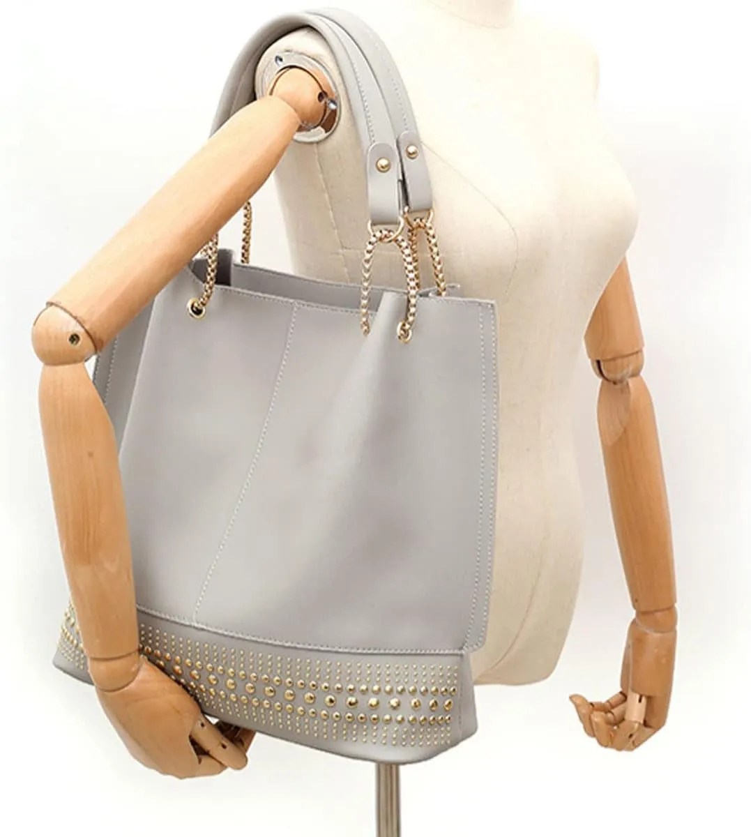 Handbags for Women Fashion Tote Bags Rivet Shoulder Bag Top Handle Satchel Purse Set 3pcs