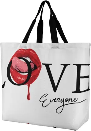 Handbags for Women Lip and Tongue Shopping Bag Polyester Tote Bag Satchel Bags, multi-coloured, 40x40x16cm