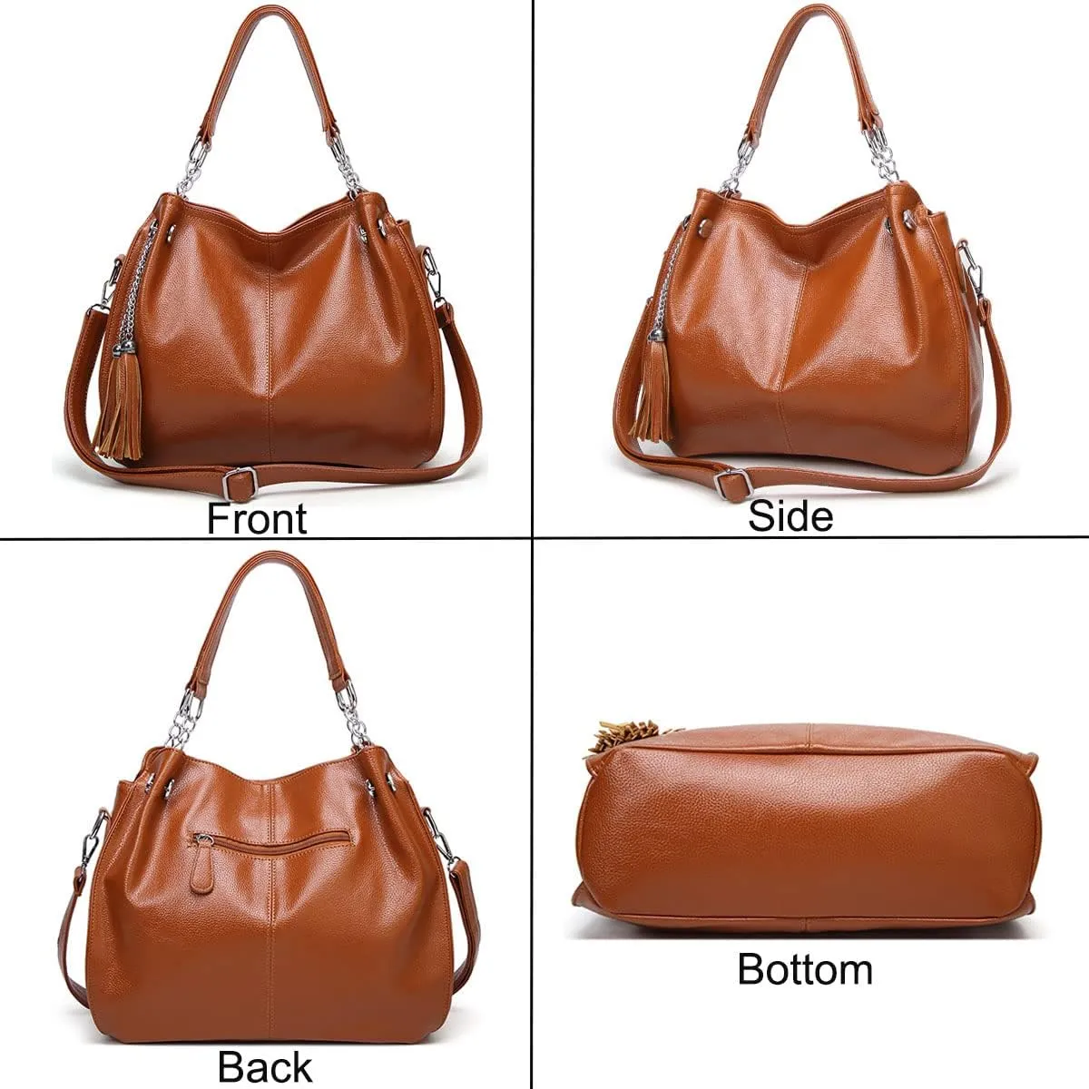 Handbags for Women PU Leather Shoulder Bag Purse Tassel Satchel Fashion Tote Casual Hobo Bag Top-Handle Bag