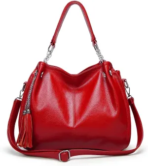 Handbags for Women PU Leather Shoulder Bag Purse Tassel Satchel Fashion Tote Casual Hobo Bag Top-Handle Bag